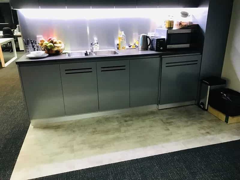 Spotless office kitchen and break room